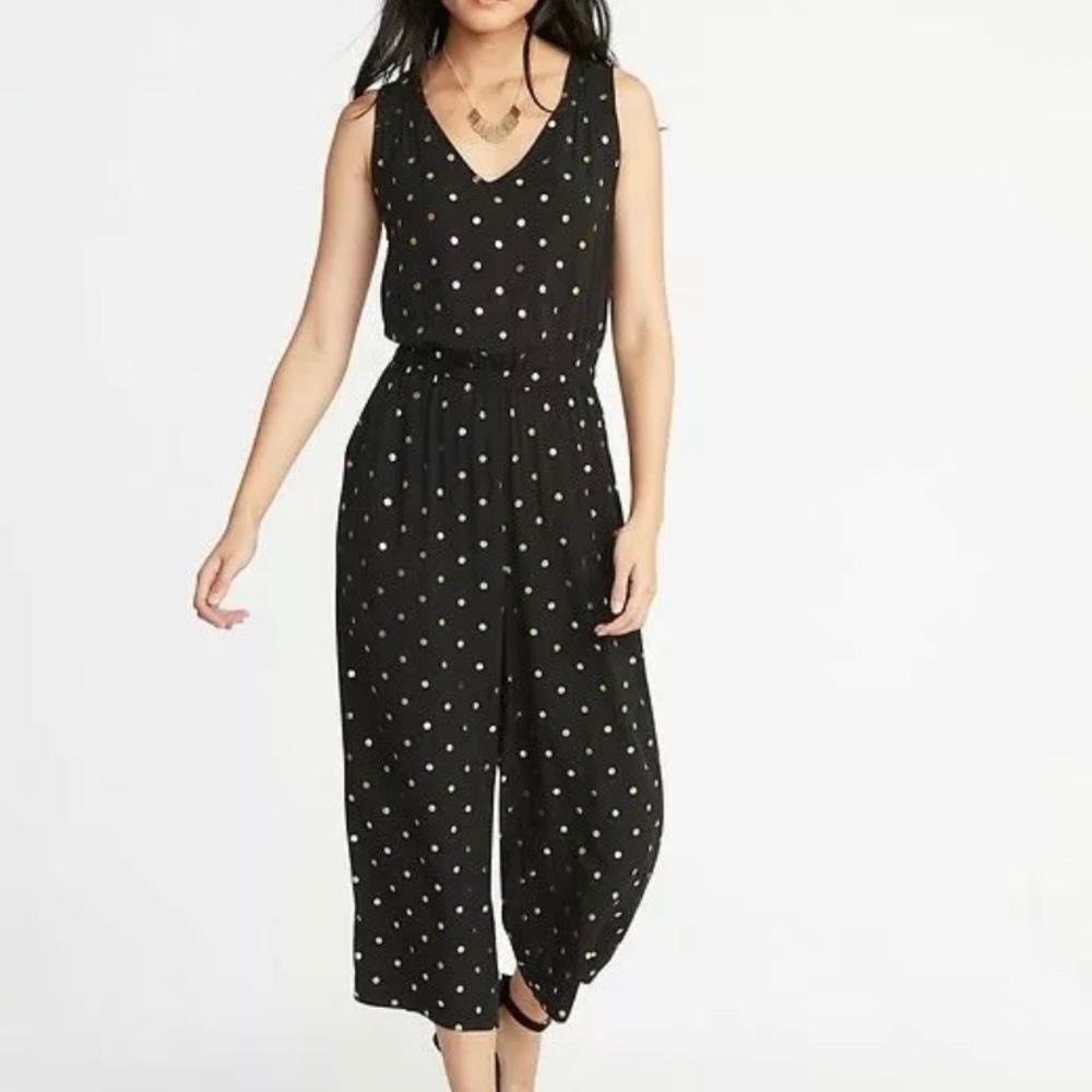Old Navy Black Polka Dot Jumpsuit